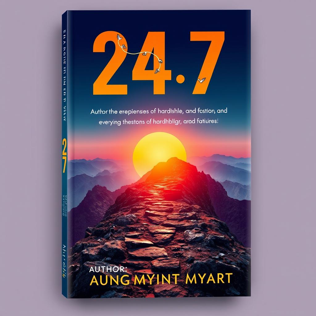 A visually striking book cover design for '24/7' that powerfully conveys the author's experiences of hardship, growth, and determination