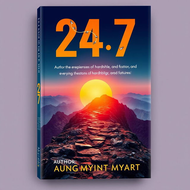 A visually striking book cover design for '24/7' that powerfully conveys the author's experiences of hardship, growth, and determination