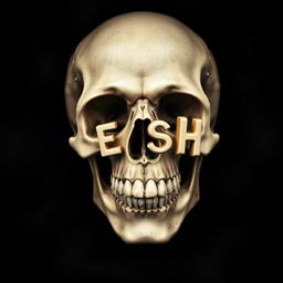 A smiling skull with the letters 'S', 'E', 'S', and 'H' creatively designed as its teeth, featuring a wide grin that conveys a playful and friendly demeanor