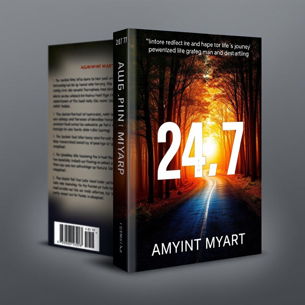 An evocative book cover design for '24/7' that vividly portrays the author's journey through life's hardships and personal growth