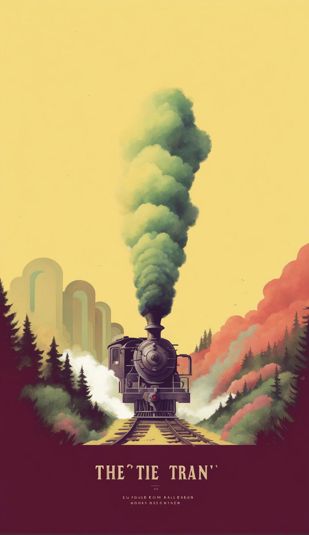 A Wes Anderson-inspired book cover featuring a dark train.