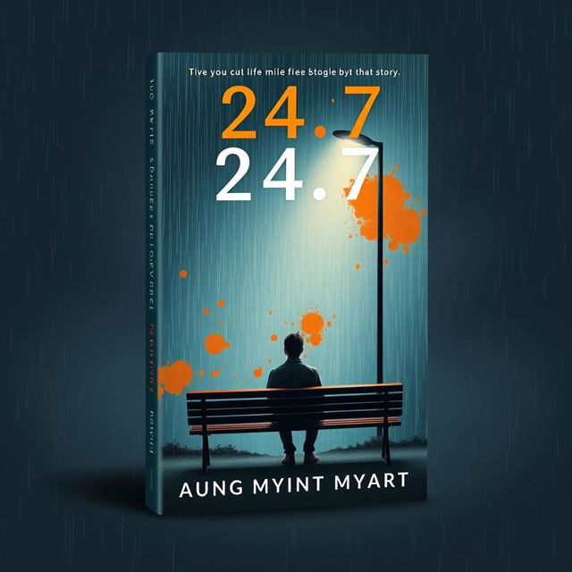 An emotionally charged book cover design for '24/7' that reflects the author's struggles and moments of sadness