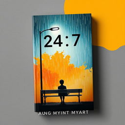 An emotionally charged book cover design for '24/7' that reflects the author's struggles and moments of sadness