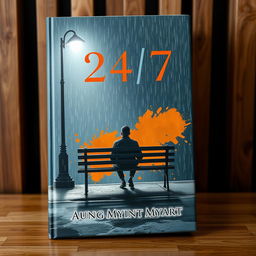 An emotionally charged book cover design for '24/7' that reflects the author's struggles and moments of sadness