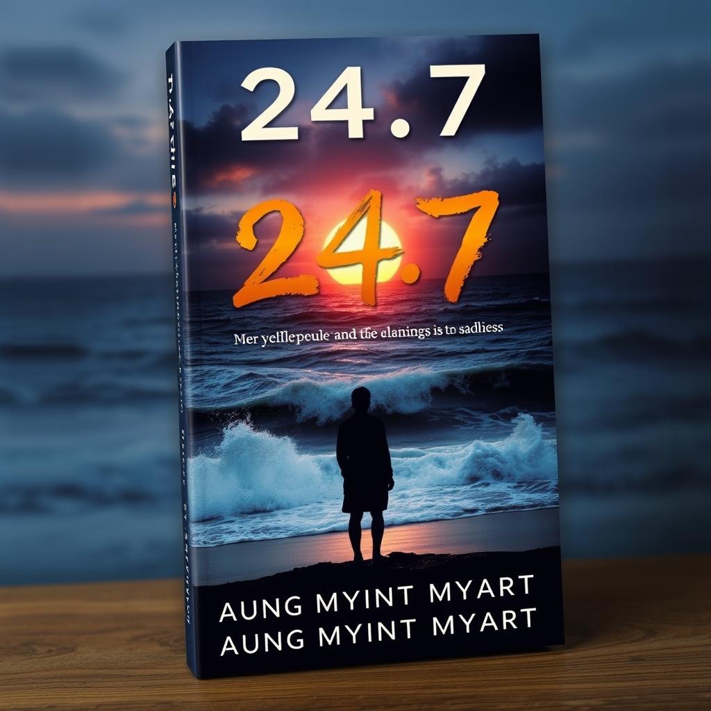 An impactful book cover design for '24/7' that poignantly highlights the author's difficult life challenges and moments of sadness