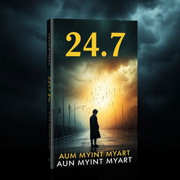 A poignant book cover design for '24/7' that captures the essence of the author's life struggles and moments of sadness