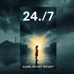 A poignant book cover design for '24/7' that captures the essence of the author's life struggles and moments of sadness