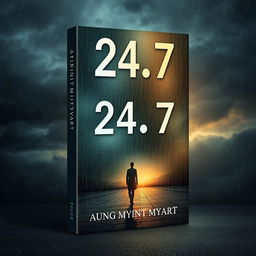 A poignant book cover design for '24/7' that captures the essence of the author's life struggles and moments of sadness