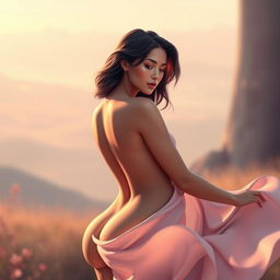 A tastefully rendered figure of a beautiful woman in a soft, ethereal atmosphere, showcasing graceful lines and curves