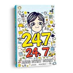 A visually engaging book cover design for '24/7' that encapsulates the author's struggles and emotional journey through doodle art