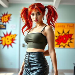 A sensual, full-body portrait of a young woman depicted as an 18-year-old high school student