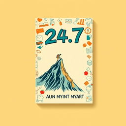 A striking book cover design for '24/7' that emphasizes the hardships of the author's life through a blend of evocative imagery and playful doodle art