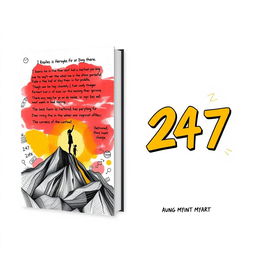 A compelling book cover design for '24/7' that highlights the hardships of the author's life through expressive imagery and doodle art