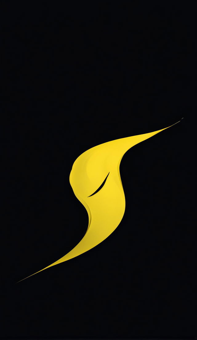 Minimalist book cover with a vibrant yellow swirl against a deep black background.