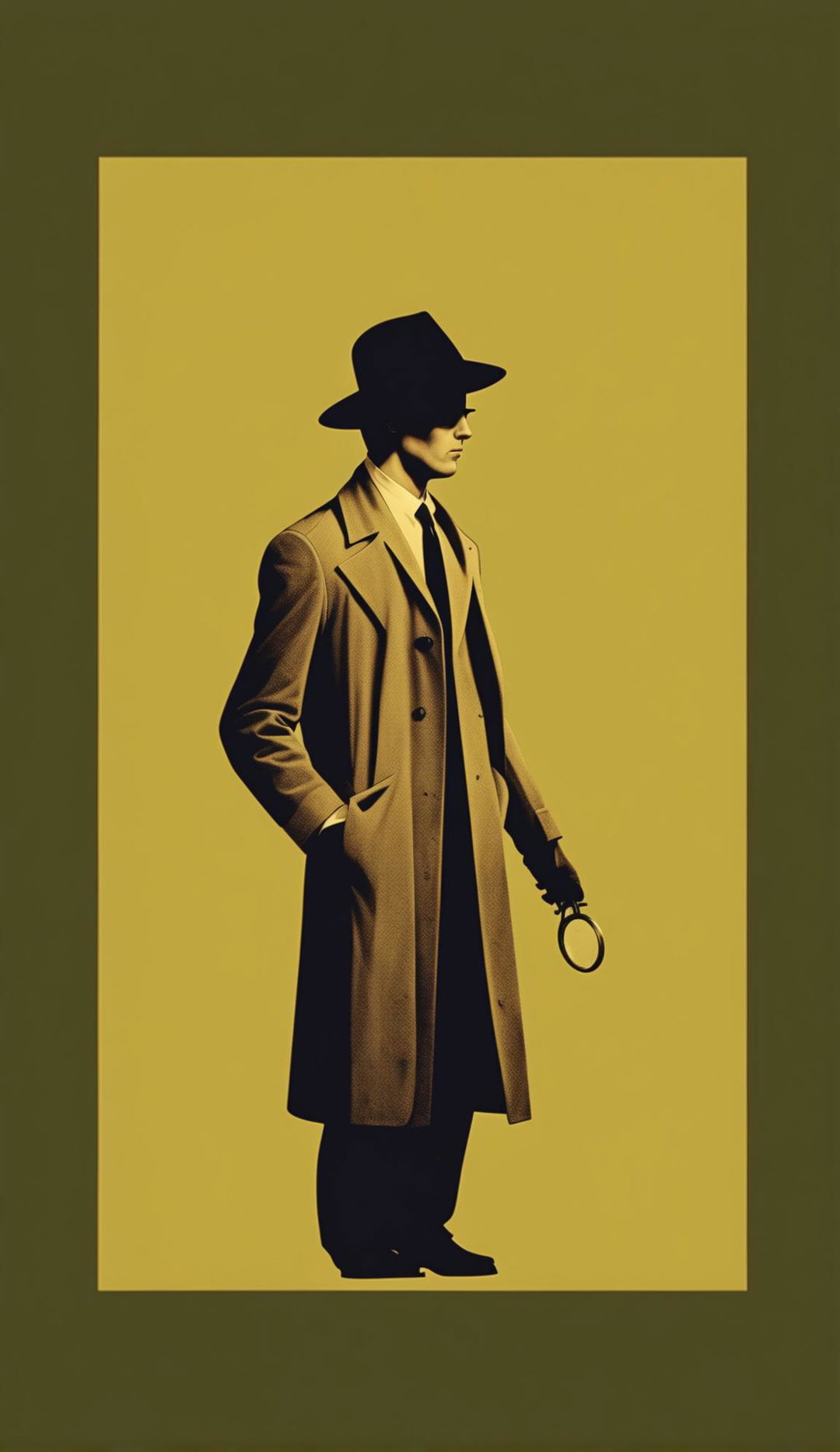 Minimalist vintage retro book cover for a graphic novel about a spy, featuring only imagery.