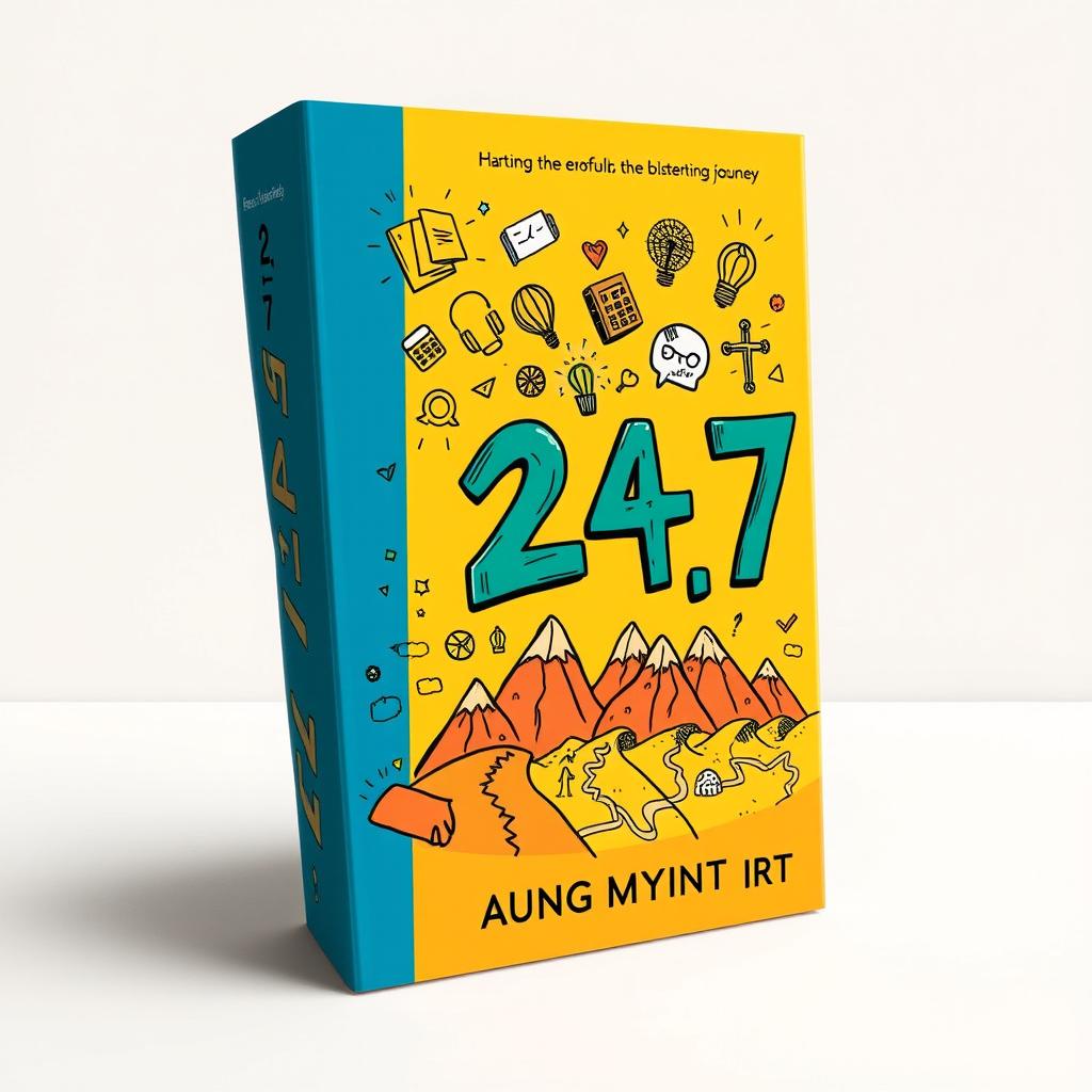 A captivating book cover design for '24/7' that powerfully illustrates the author's journey through hardships, personal growth, and determination to persevere