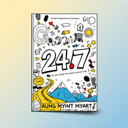 A captivating book cover design for '24/7' that powerfully illustrates the author's journey through hardships, personal growth, and determination to persevere