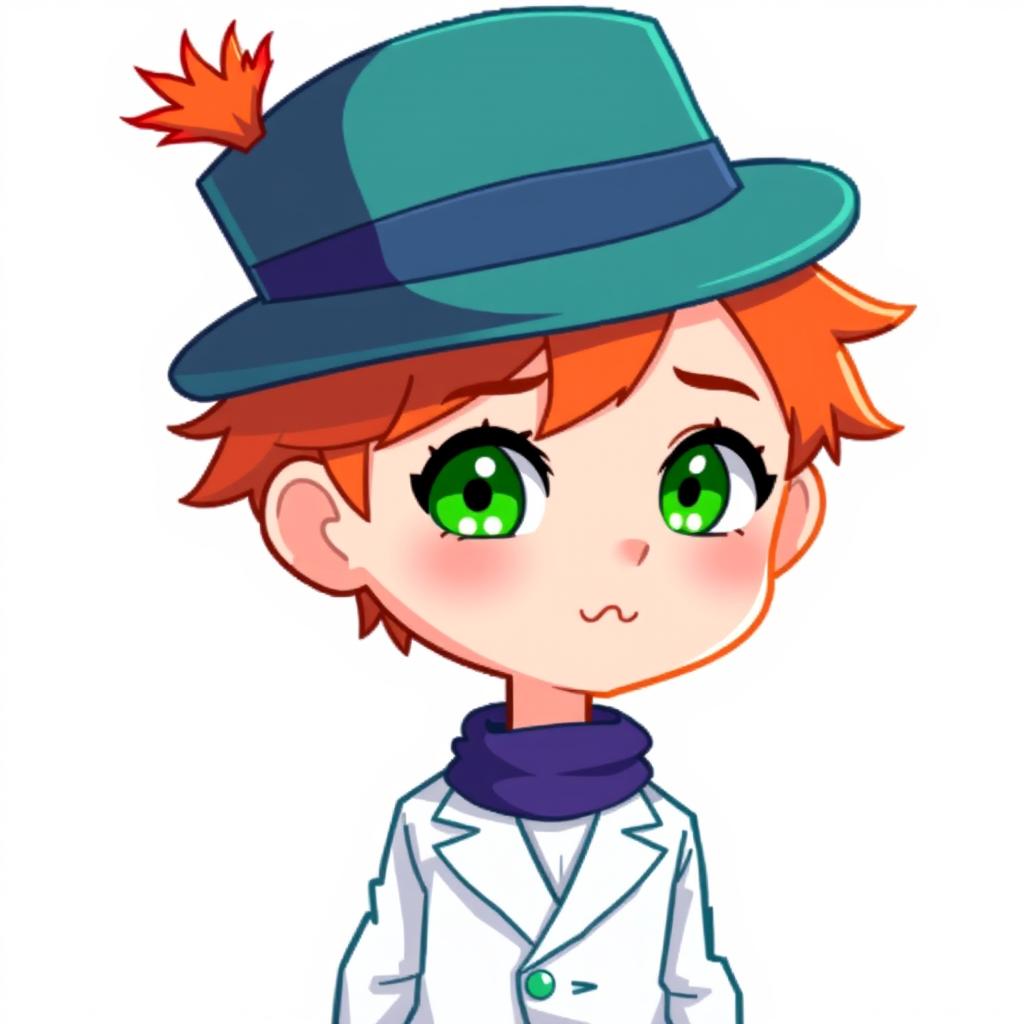 A ginger-haired boy, aged 16, in a delightful chibi style