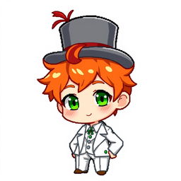 A ginger-haired boy, aged 16, in a delightful chibi style