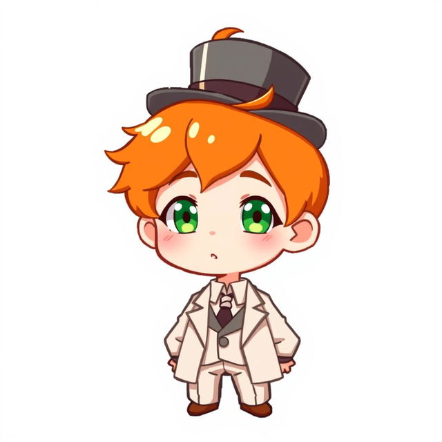 A ginger-haired boy, aged 16, in a delightful chibi style