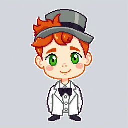 A ginger-haired boy, aged 16, depicted in a charming pixel art style