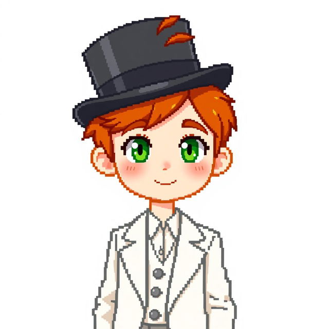 A ginger-haired boy, aged 16, depicted in a charming pixel art style