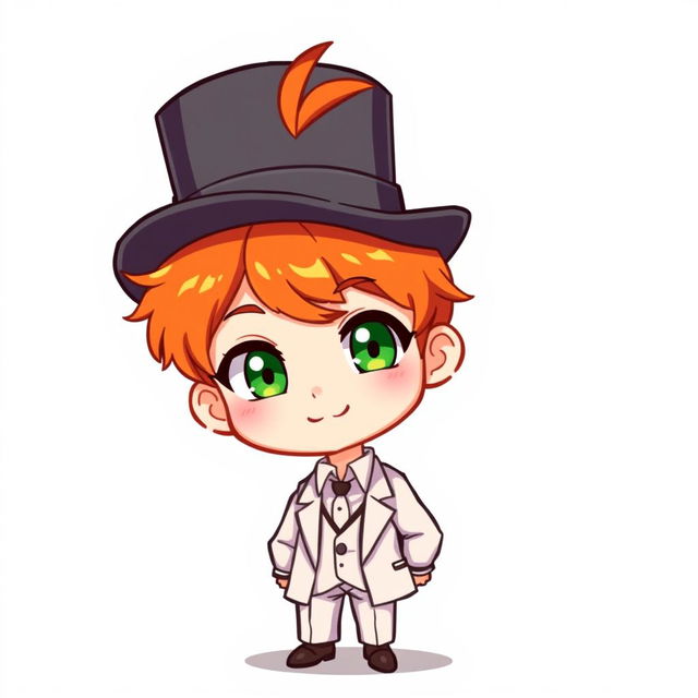 A ginger-haired boy, aged 16, illustrated in an adorable chibi style