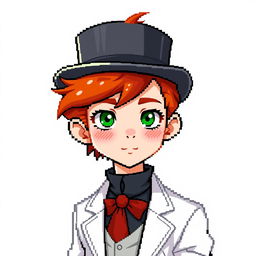 A ginger-haired boy, aged 16, illustrated in a captivating pixel art style