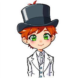 A ginger-haired boy, aged 16, illustrated in a captivating pixel art style