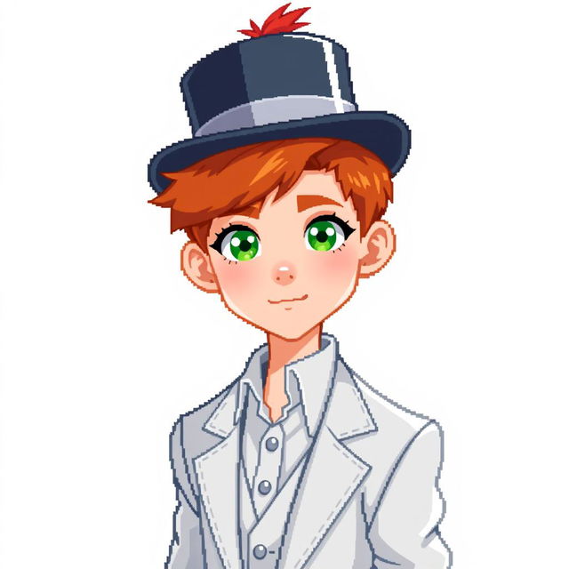 A ginger-haired boy, aged 16, illustrated in a captivating pixel art style