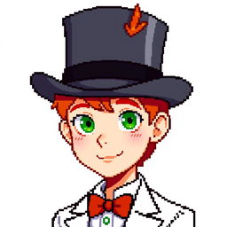 A ginger-haired boy, aged 16, illustrated in a captivating pixel art style