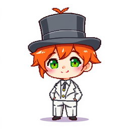 A ginger-haired boy, aged 16, rendered in a delightful chibi pixel art style