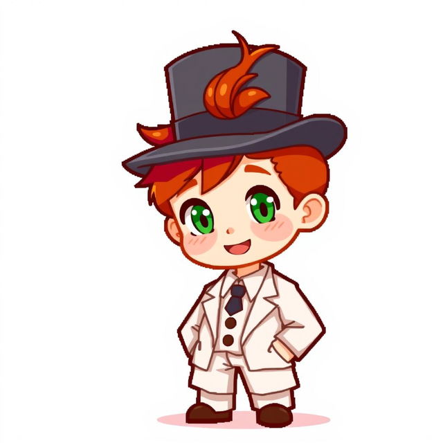 A ginger-haired boy, aged 16, rendered in a delightful chibi pixel art style