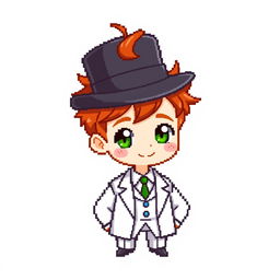 A ginger-haired boy, aged 16, rendered in a delightful chibi pixel art style