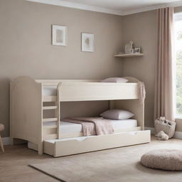 A children's bed color in the rich and relaxing hue of cashmere, ensures comfort and tranquility while maintaining fun design elements