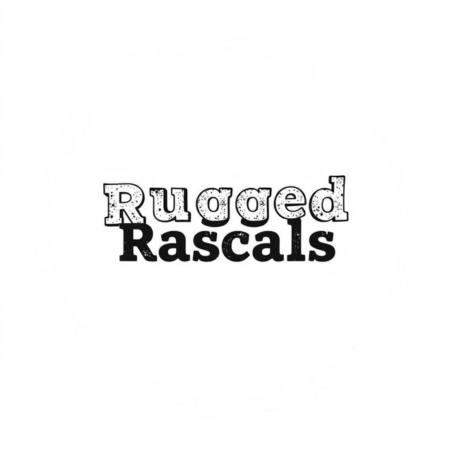 A perfect circle shape filled with a solid black color, featuring the text 'Rugged Rascals' prominently displayed in the center