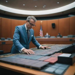 A futuristic view of a legislator creating a law, captured using a 24kCanon EOS R5 with RF 24mm f/2