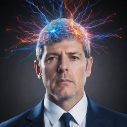 An imaginative depiction of a deep-thinking legislator with symbolic neurons firing above their head, signifying the vibrant, creative process