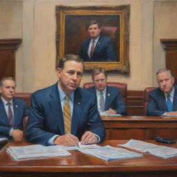 An expressive painting titled 'A Legislator's Work Through My Eyes,' capturing personal observations and interpretations of a legislator's duties