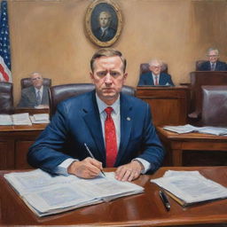 An expressive painting titled 'A Legislator's Work Through My Eyes,' capturing personal observations and interpretations of a legislator's duties