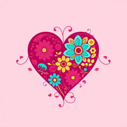 A beautifully designed heart illustration, featuring intricate patterns and vibrant colors