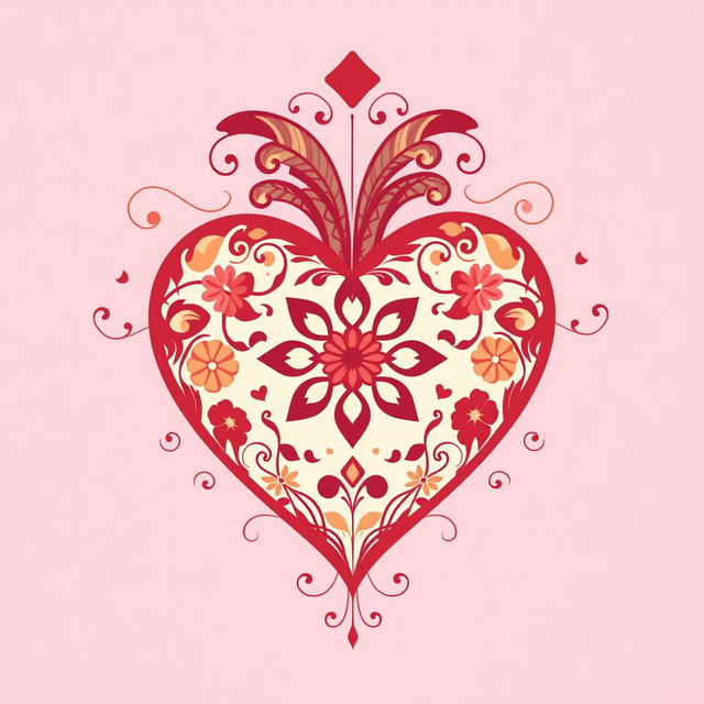 A beautifully designed heart illustration, featuring intricate patterns and vibrant colors