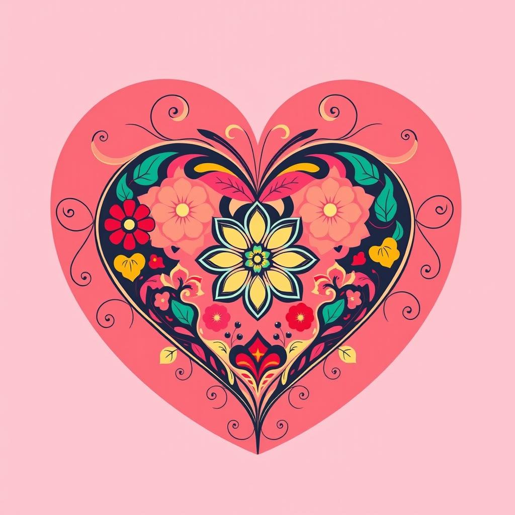 A beautifully designed heart illustration, featuring intricate patterns and vibrant colors