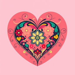 A beautifully designed heart illustration, featuring intricate patterns and vibrant colors