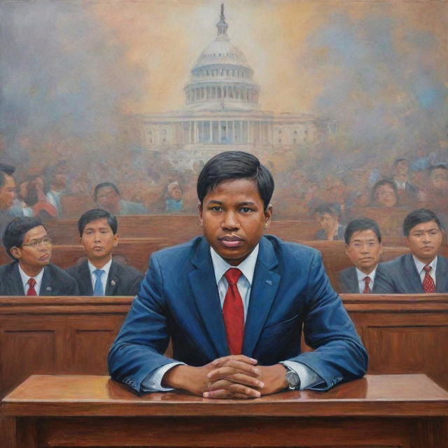 An inspiring artwork entitled 'I Wish to Become a Lawmaker,' conveying the drive and aspiration of someone dreaming to become a legislator