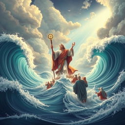 A visually striking illustration depicting the story of Moses from the Bible
