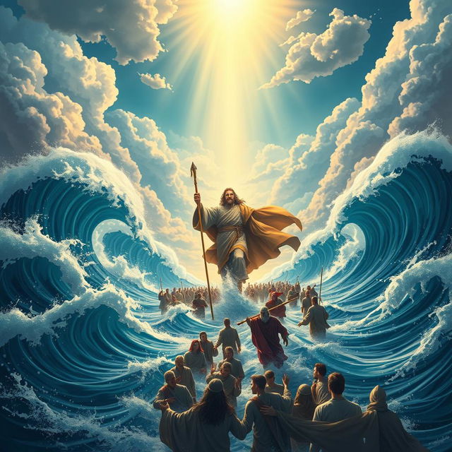 A visually striking illustration depicting the story of Moses from the Bible