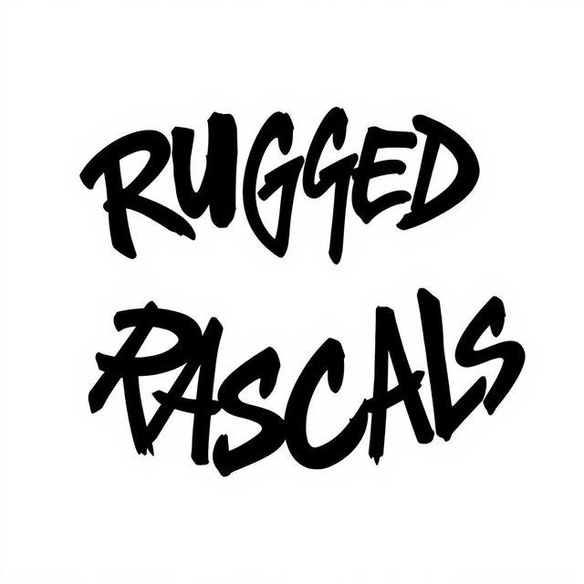 A perfect circular shape filled with striking black graffiti letters spelling 'Rugged Rascals'