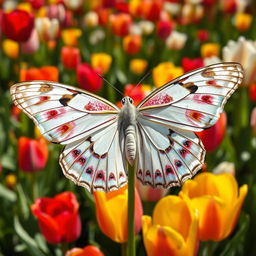 A majestic white barred emperor butterfly with wide wings adorned with vibrant, shimmering patterns visible under the sunlight