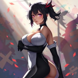 A highly stylized fantasy character inspired by Soifon, the captain from a popular anime